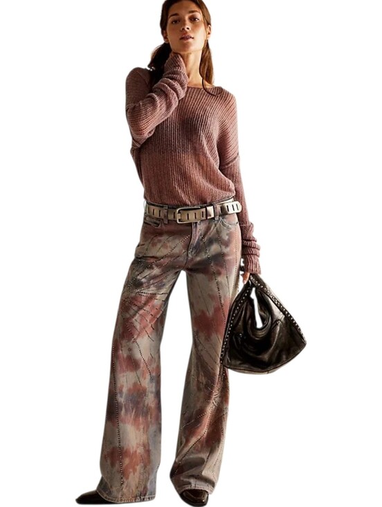 We The Free Denim - We The Free Aurora Tie Dye Sequin Flare Jeans Mid Rise Y2K Denim 31 NWOT
